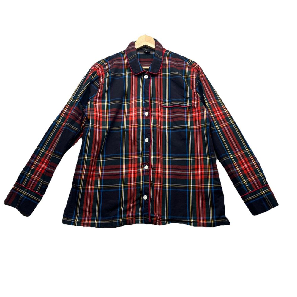 J Crew Womens Stewart Tartan Pajama Top Size M Medium Poplin TOP ONLY